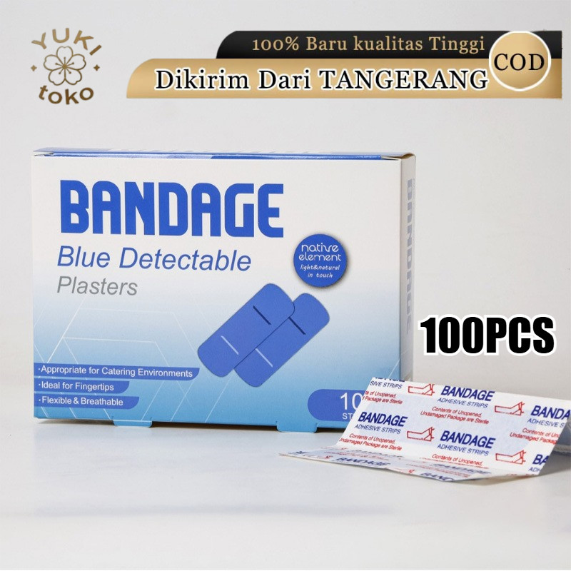 100Pcs Biru Plaster Luka Kecil Biru Terdeteksi Logam Untuk Koki Hotel Pekerja Produksi