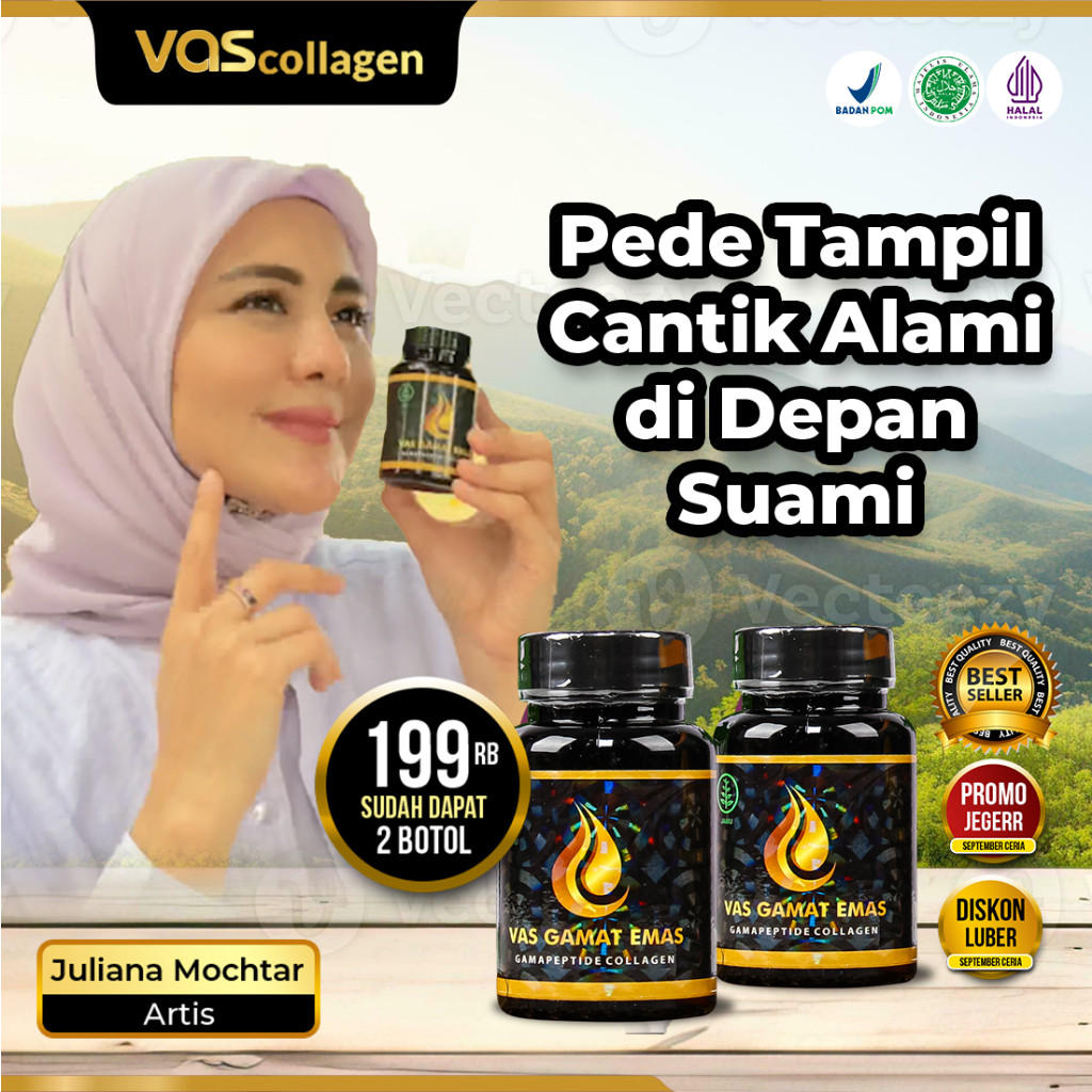 PROMO 2 BOTOL Vas Gamat Emas Collagen Pemutih Badan Ampuh Herbal Pencerah Pengencang Wajah ori bpom