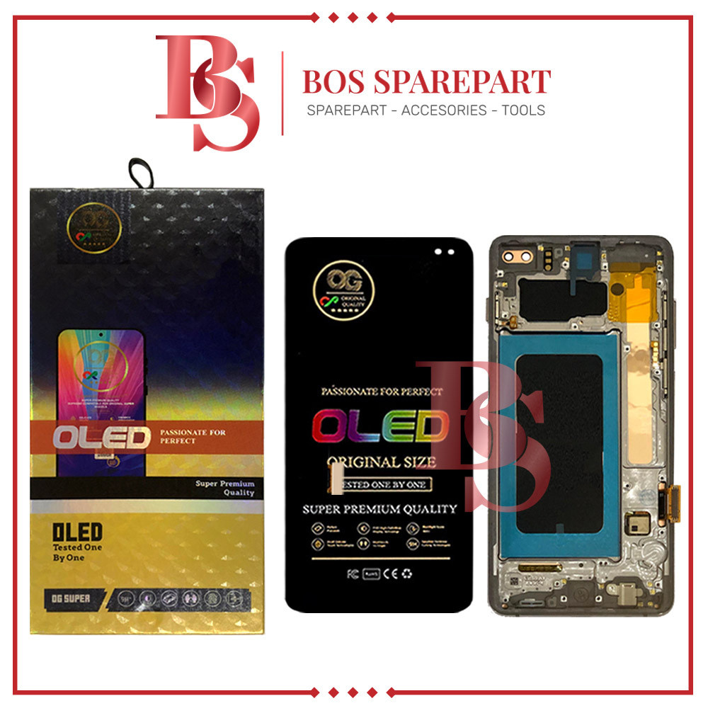 LCD TOUCHSCREEN FRAME SAMSUNG S10 PLUS / G9750 BLACK ORI SIZE OG OLED (FINGERPRINT)