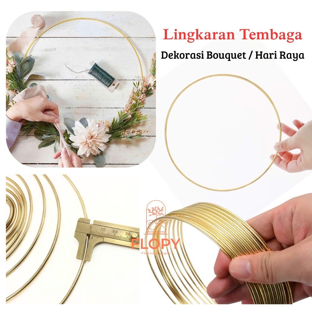 FLOPY - [ 20 & 30 CM ] Lingkaran Tembaga Dekorasi / Tiang Lingkaran Dekorasi / Dekorasi Bunga