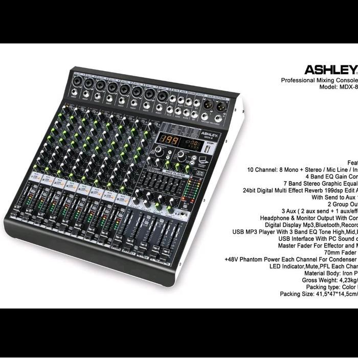 MIXER ASHLEY MDX8 8 CHANNEL MIXER AUDIO USB,BLUETOOTH