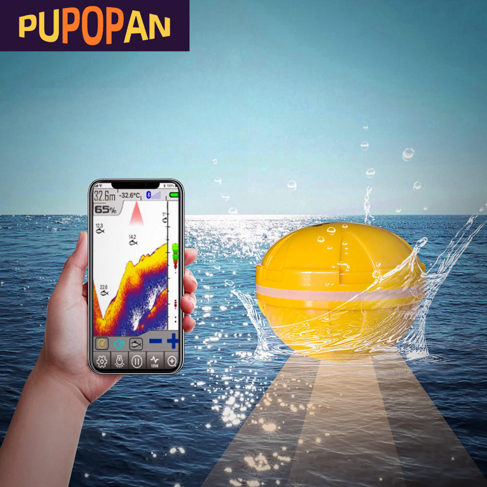 PUPOPAN 100M Brand New Smart Phone Fish Finder Sonar Bluetooth Intelligent Fish Finder Android & Ios