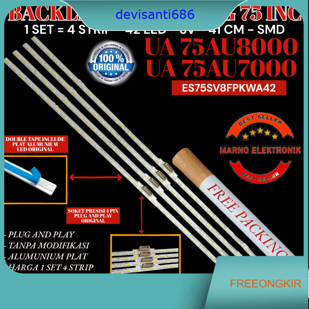BACKLIGHT TV LED SAMSUNG 75 INC 75AU8000 75AU7000 UA75AU8000 UA75AU7000 LAMPU BL ASLI ORIGINAL ORI