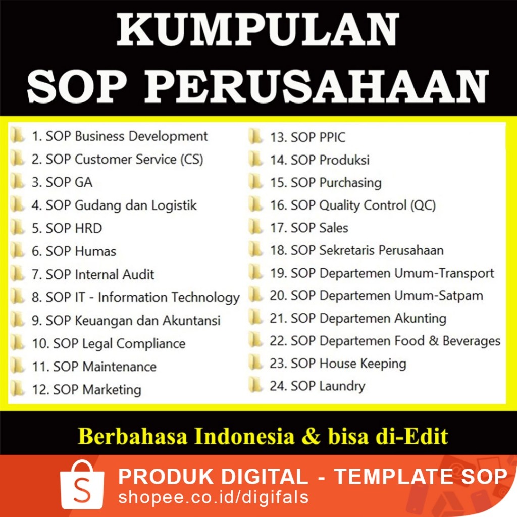 SOFTWARE CONTOH SOP PERUSAHAAN TERLENGKAP - SOP ORGANISASI SOP KANTOR