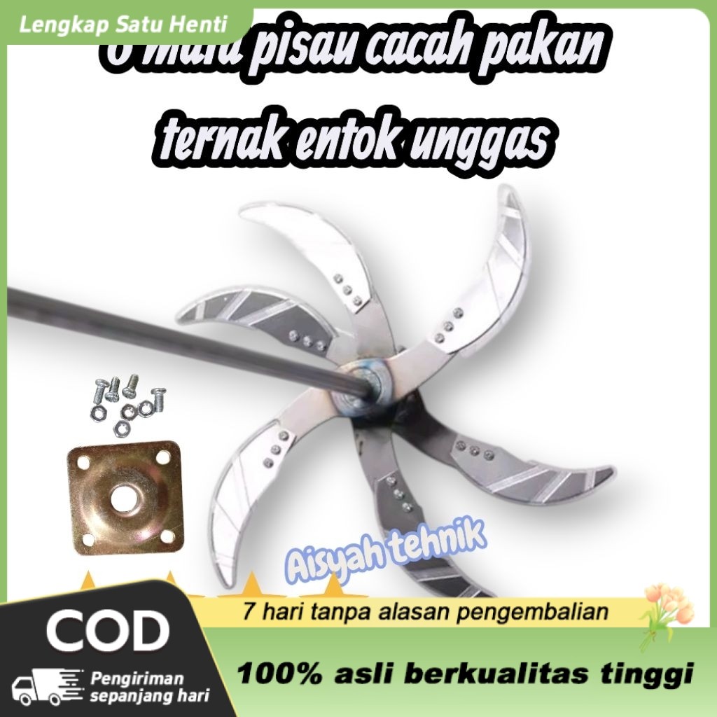 6 Pisau Cacah Pakan Ternak Entok Ayam As 10mm 12mm 14mm Untuk Dinamo Mesin Cuci Pompa Air Dan 1/4Hp
