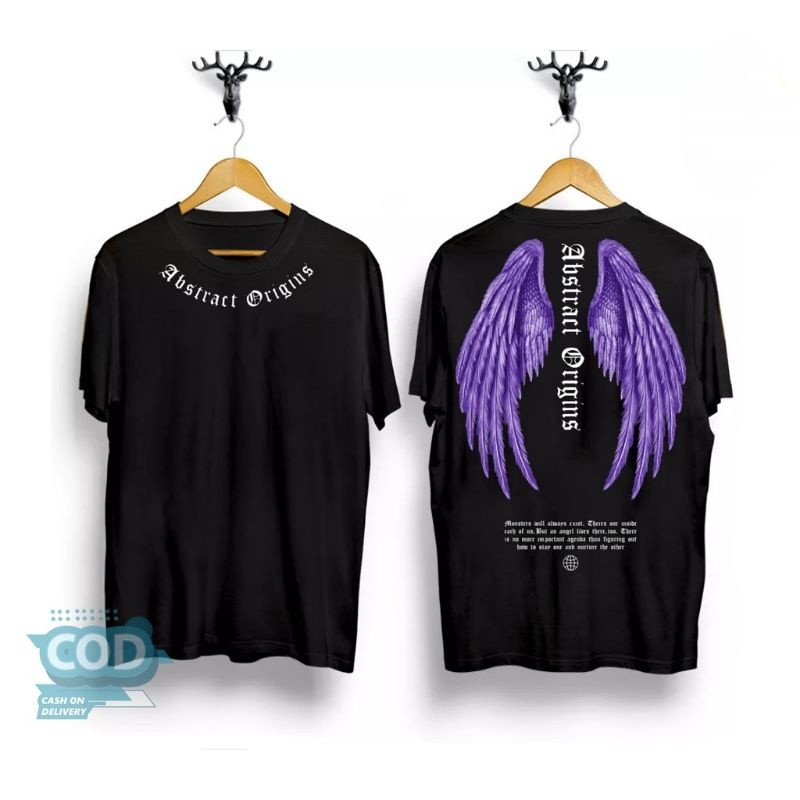 COD kaos style Jepang t-shirt distro /  baju pria wanita / kaos distro murah / kaos sayap angel / ka