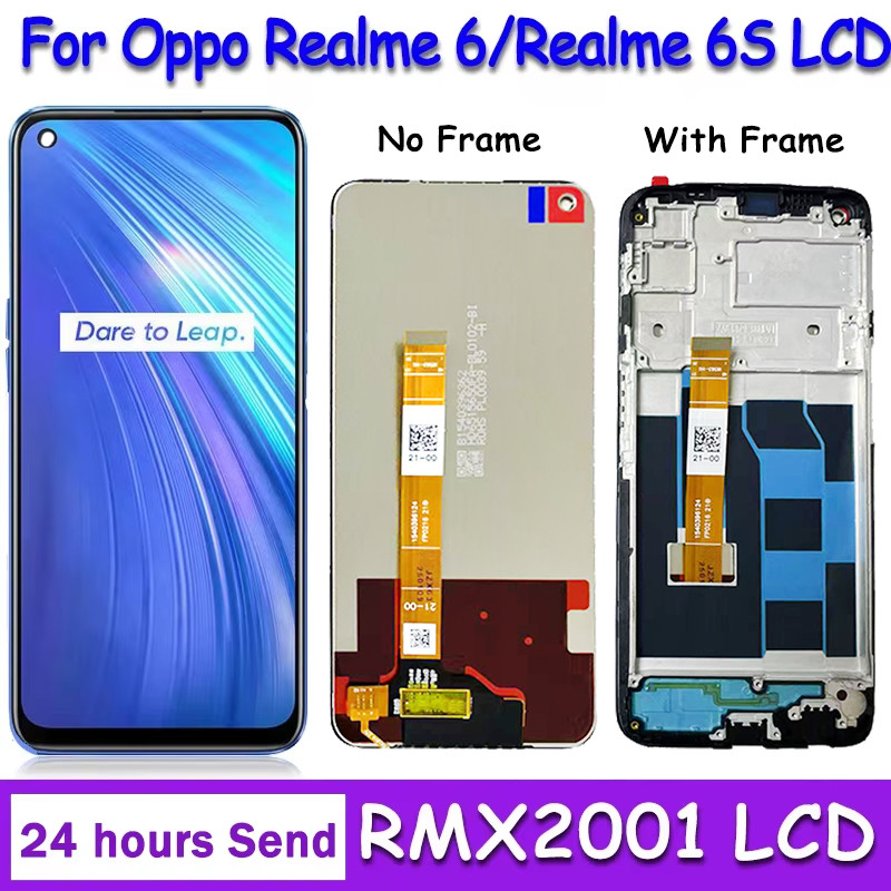 6.5" Tested Display For Oppo Realme 6 RMX2001 Lcd Display Touch Screen Digitizer Assembly with Frame
