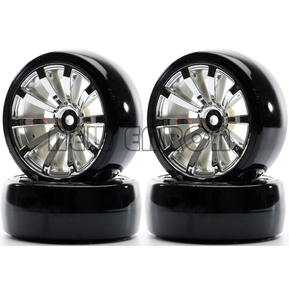 1:10 4Pcs/Set Plastic Wheel Rim & Tires Tires 3mm Offset For RC Drift Car Part 1/10 HSP Traxxas RedC