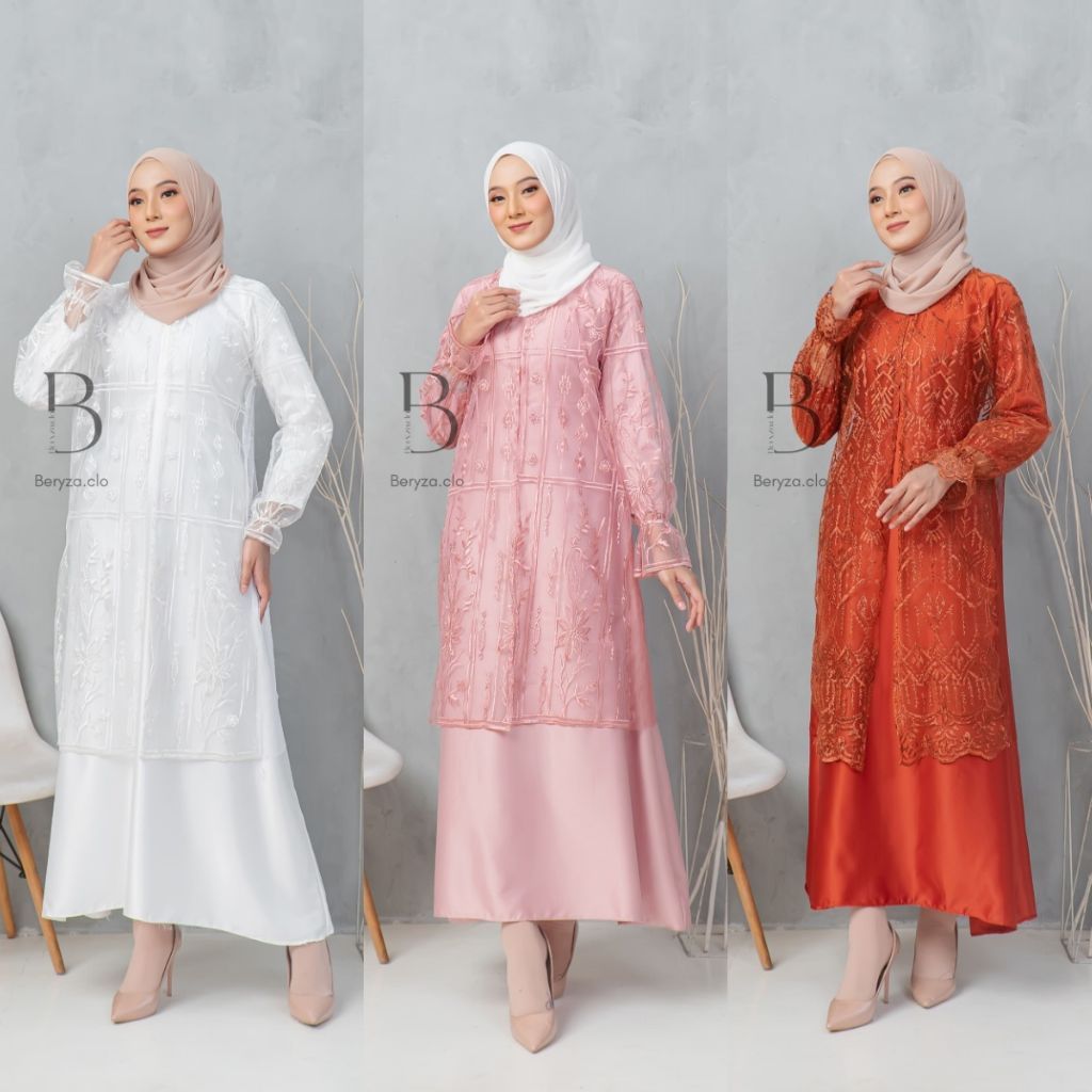 ARDIOSHOP RADIFA SET OUTER BRUKAT MOTIF MIX TILE DOT ONE SET DRESS GAUN KONDANGAN DRESS PESTA BUSANA