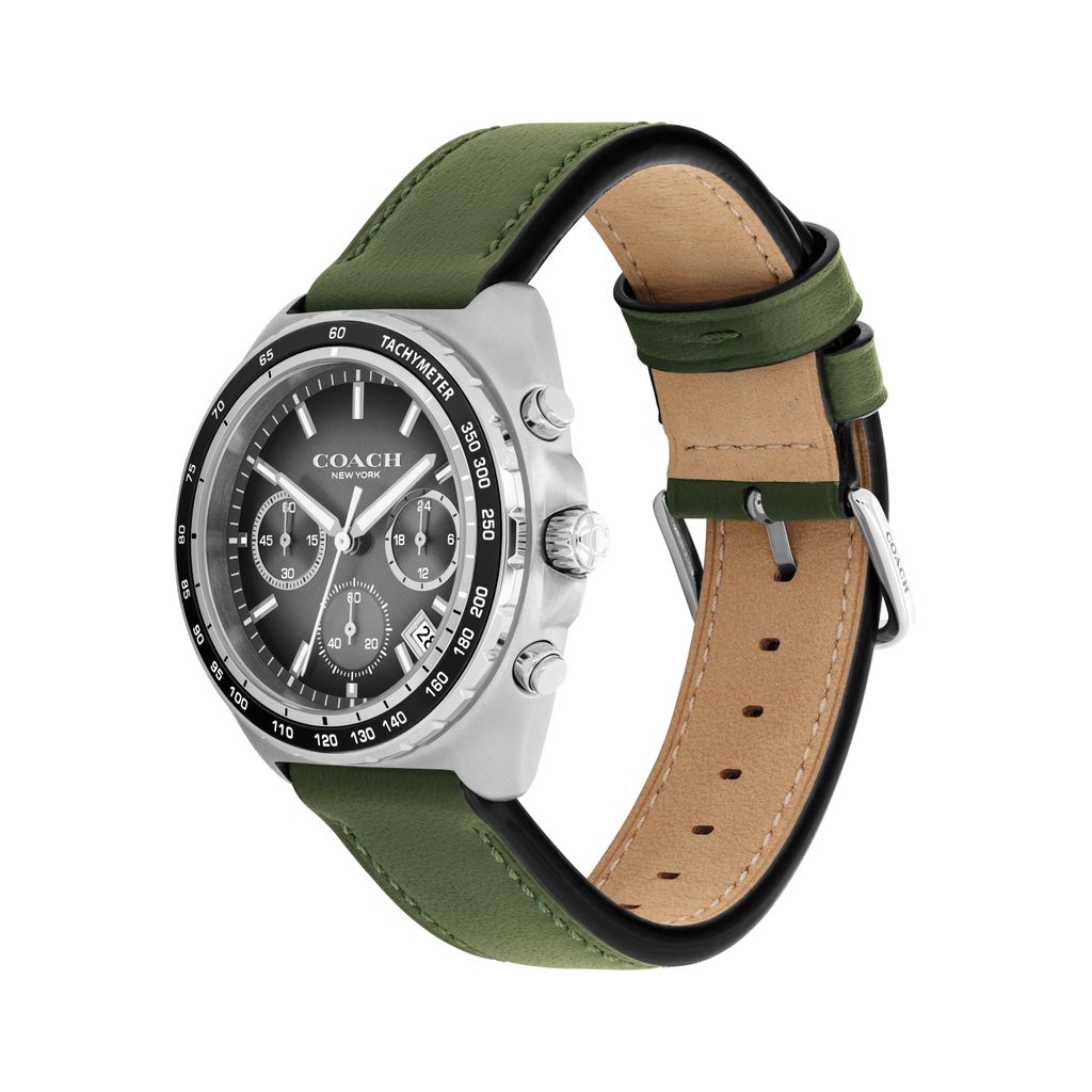 Coach Charter Chronograph Green Calfskin Leather Strap - Jam Tangan Pria - 14602742