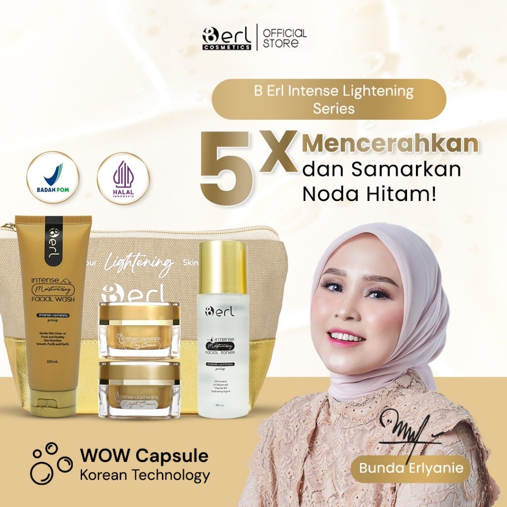 inB Erl Lightening Series Paket Skincare BPOM Pencerah Pemutih Wajah Glowing Anti Aging