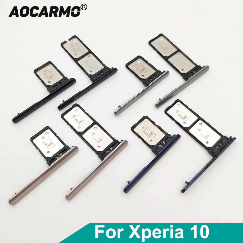Aocarmo Single Dual SIM Card Holder Reader Sim Tray Slot With Cover For Sony Xperia 10 I3113 I3123 I