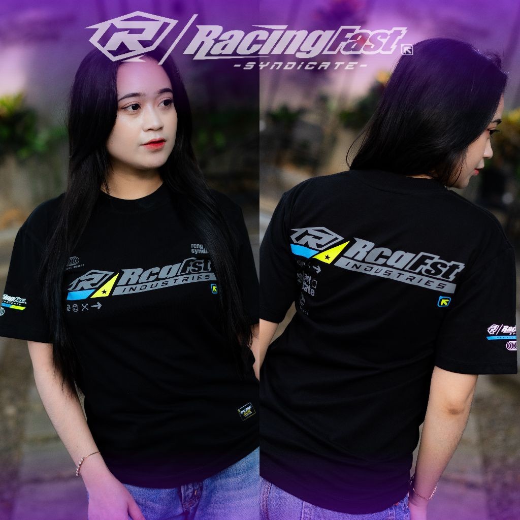 KAOS RACINGFAST SYNDICATE - BAJU RACING TERBARU - T-SHIRT RFT.120 (Biru Kuning) - DISTRO RACING PRIA