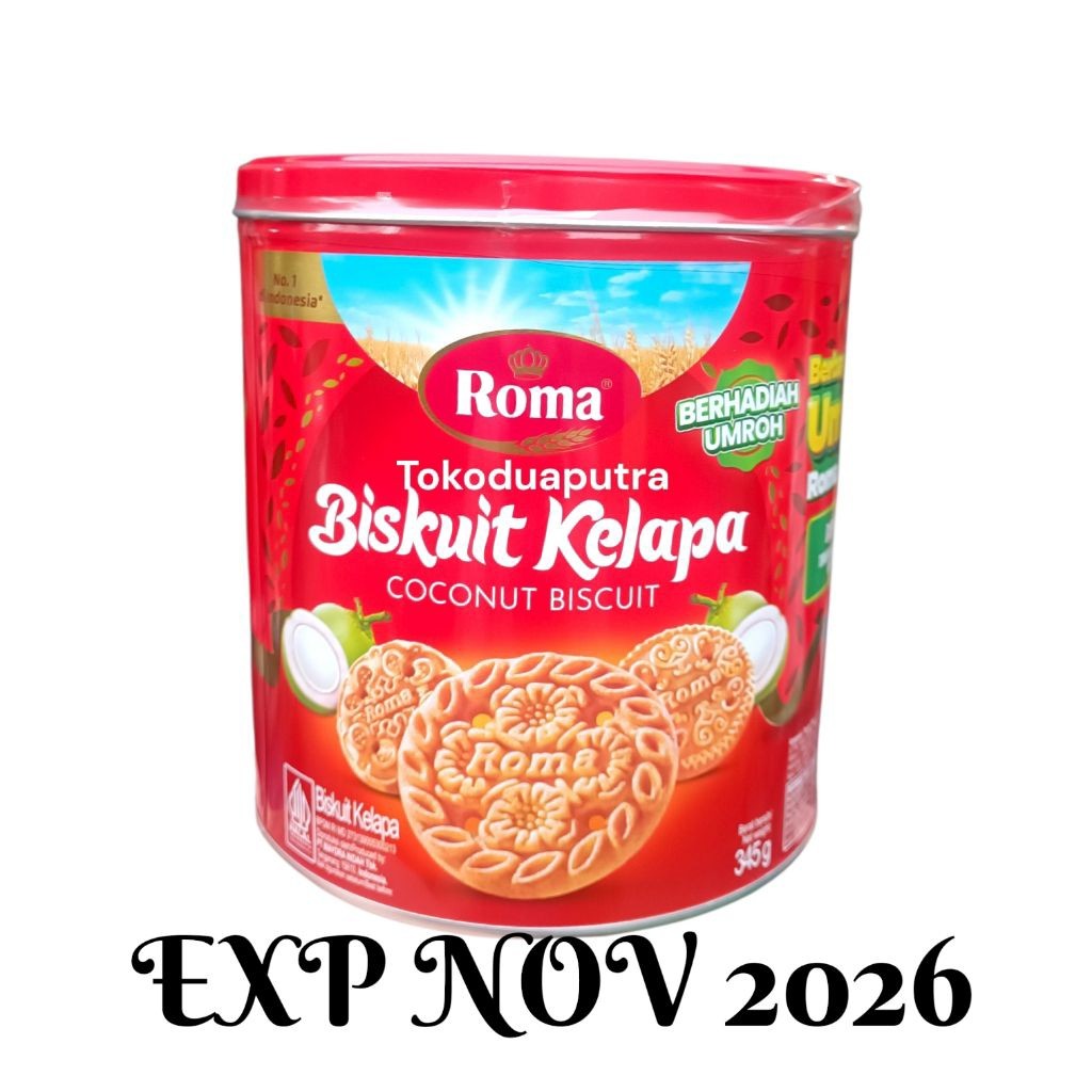 Roma Biskuit Kelapa kaleng 345 Gr X 6 Kaleng / Biskuit Kelapa Roma kaleng / Coconut biskuit Roma kal