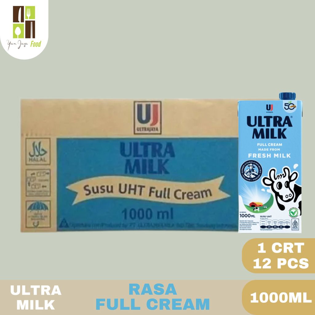 Ultra Milk UHT Full Cream 1 LITER - 1 KARTON / 12 PCS / Susu Sapi Segar / Susu UHT