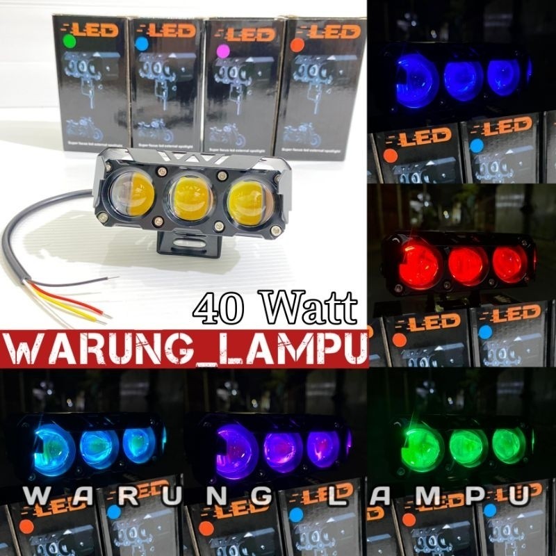 Lampu Tembak Laser 3 Mata D2 Devil 40Watt