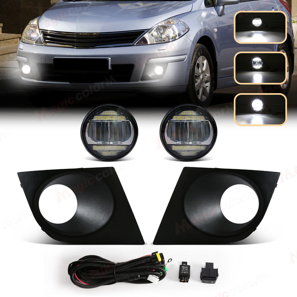 Penutup Lampu Kabut untuk Nissan Tiida Versa 2007 2008 2009 2011 Lampu Kabut LED Lampu Depan dengan 