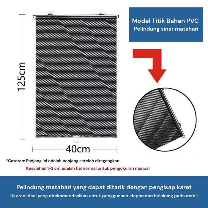 SASUMA Tirai Gulung Pelindung Panas Kaca Mobil Dashboard Sunshield Roll Otomatis Anti UV - TIRAI 40 