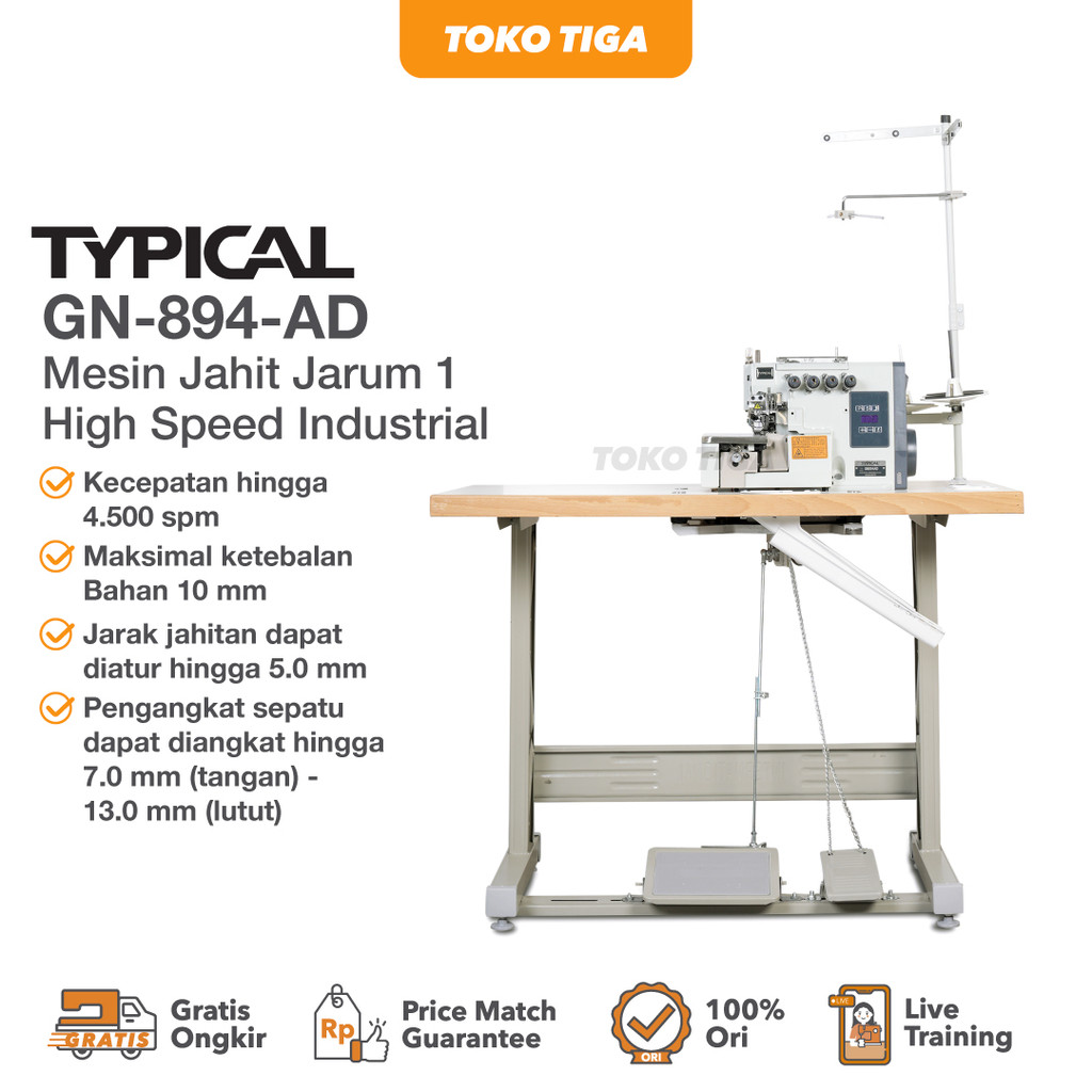 Mesin Obras Jahit TYPICAL GN894AD / GN 894AD  - Obras Benang 4 Industrial Garmen