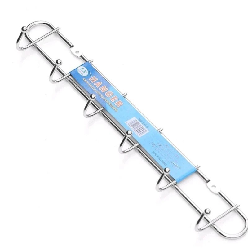 Capstok 6 Kait Stainless Steel / Gantungan Baju Dinding