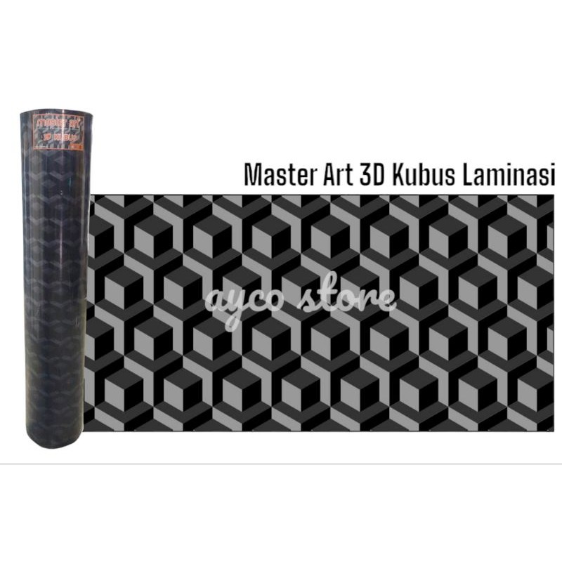 Fiber Penutup Pelapis Pagar Plastik Motif - Master Art 3D Kubus Laminasi