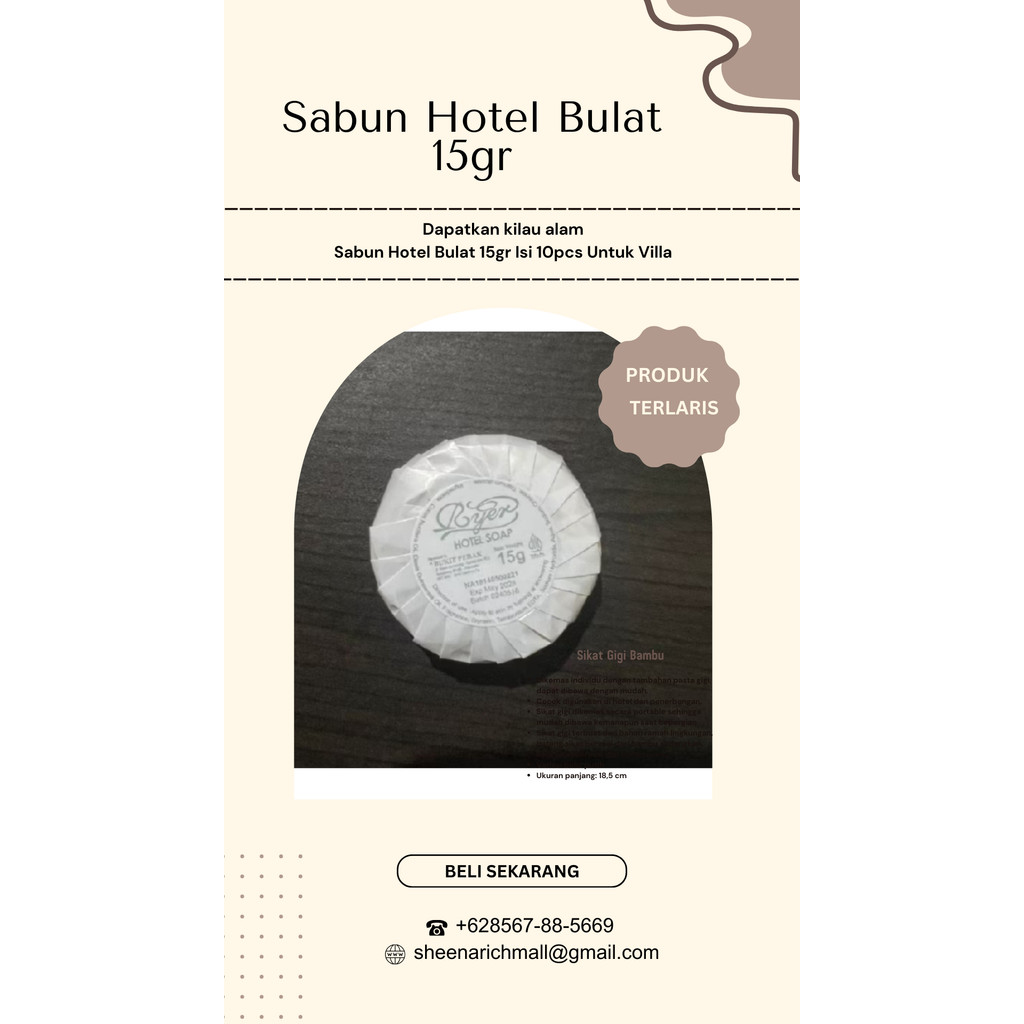 Sabun hotel ryer 15g per pcs/soap/sabun/sabun hotel 15gr