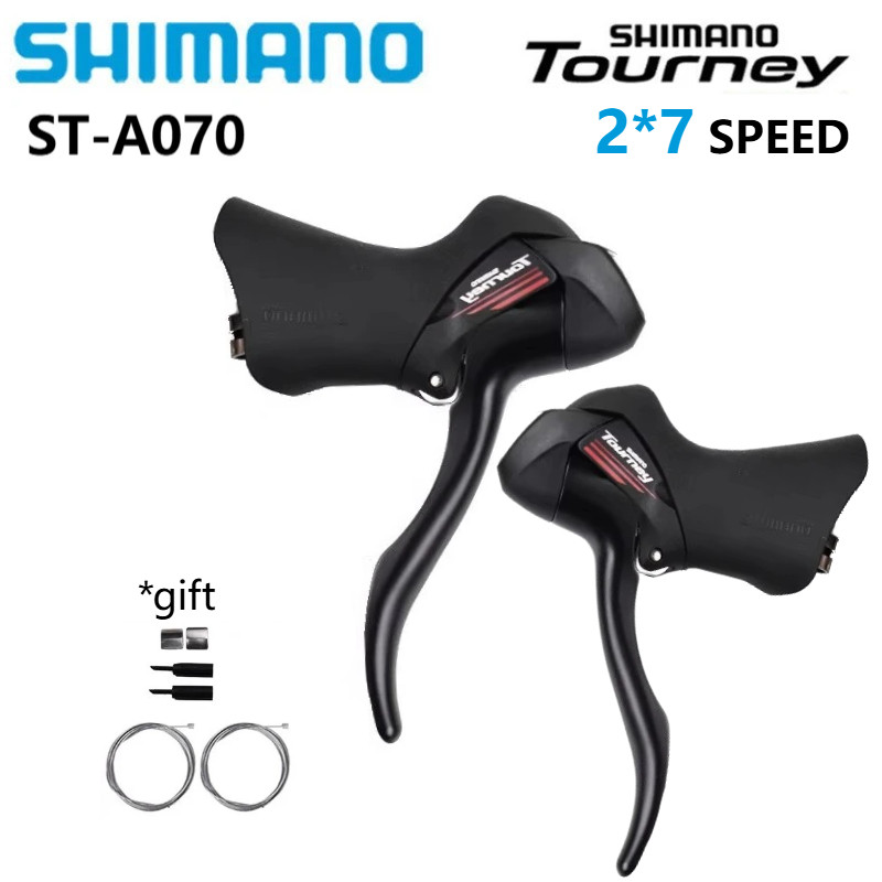 SHIMANO TOURNEY ST-A070 Set Shifter STI Sepeda Jalan Raya 2x7 Kecepatan Kontrol Ganda Depan Belakang
