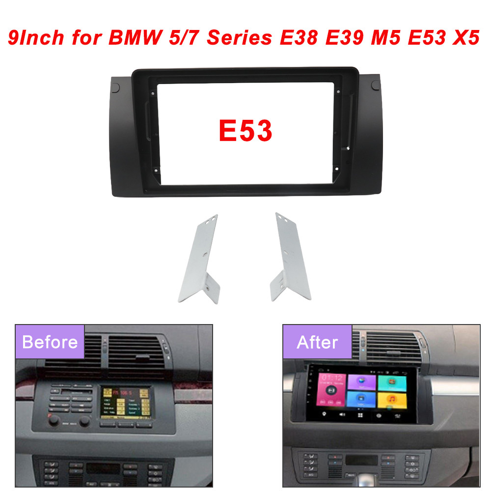 9 Inch Car Fascia Frame Adapter Canbus Box Decoder Android Rao Dash Fitting Panel Kit for BMW 5/7 Se