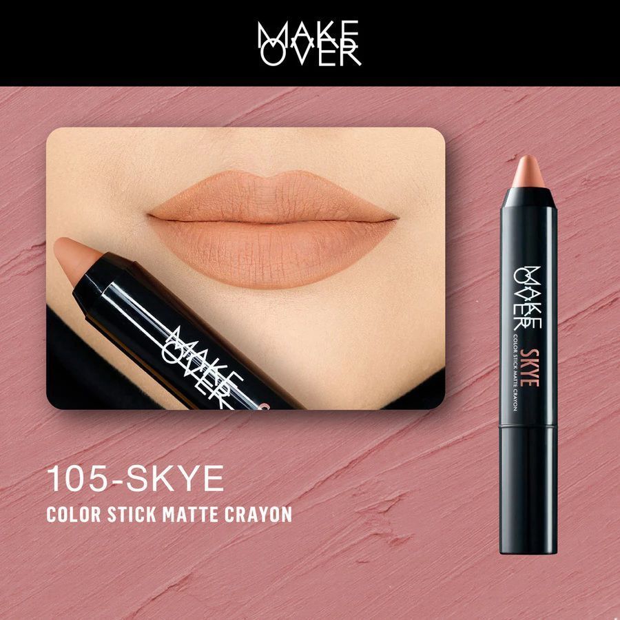 MAKE OVER Color Stick Matte Crayon SKYE 105 106 107 108 | Lip Crayon Lipstik - Beauty Cloudy