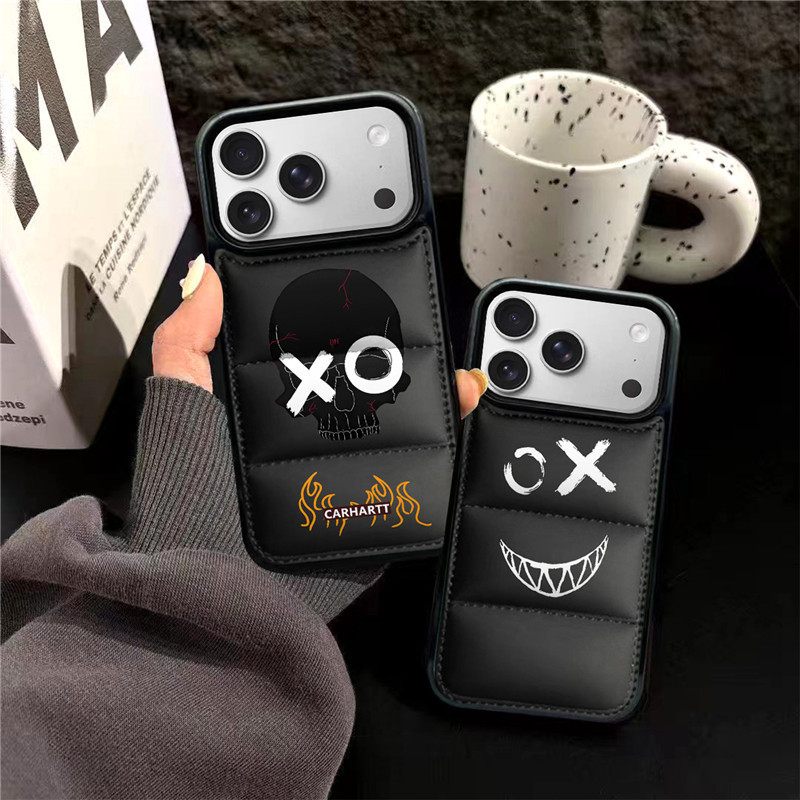 XO Skull Smile Face Down Jacket Phone Case For iPhone 17 Pro Max 17Pro 17 16Pro Max 16Pro 16Plus 16 