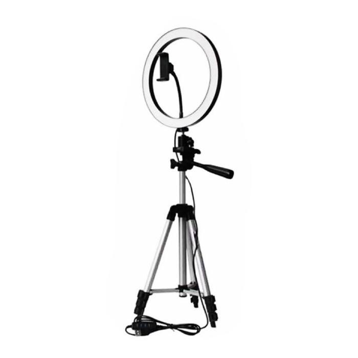Ringlight 26cm + Tripod 3110 Selfie Make Up Live Lampu Holder Led - PAKET26CM+3110