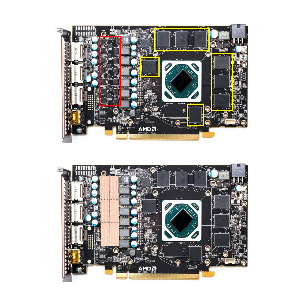 GPU raator VGA Heatsink Pure copper bottom three heat pipes with large air volume 53 holes For AMD p