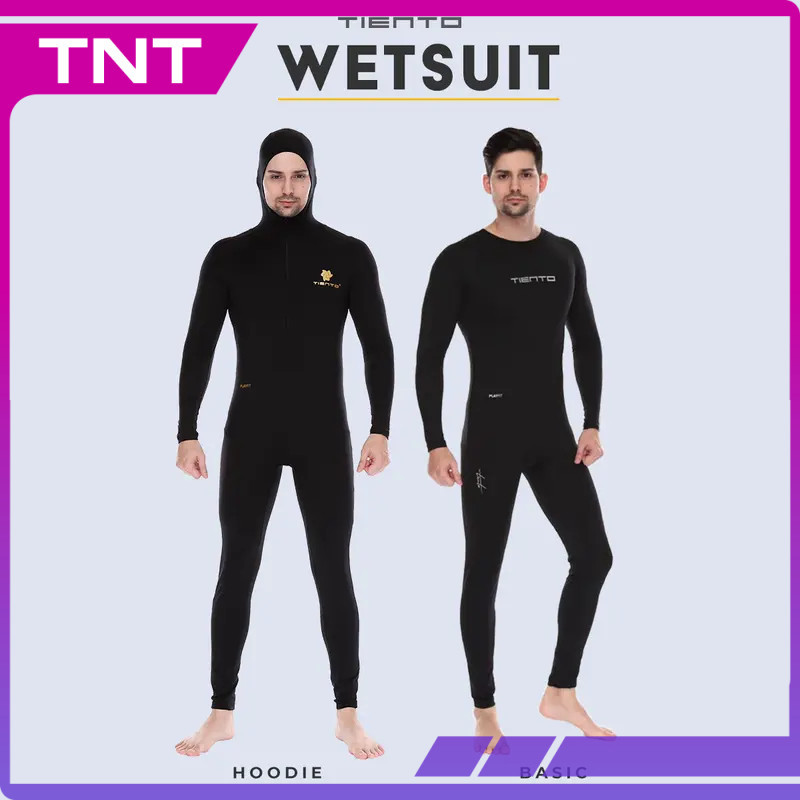 TNT Tiento Men Wetsuit Swimwear Black Baju Celana Pakaian Renang Diving Surfing Pria Original