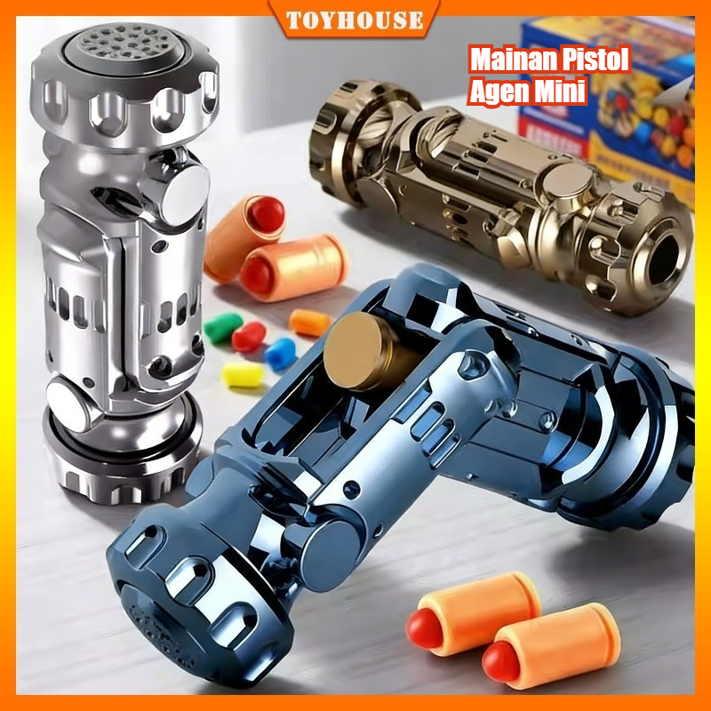 Mainan Pistol Agen Mini Stun Bomb Ring Gun Model Rotary - Pistol Mainan Anak Laki-Laki untuk Role Pl