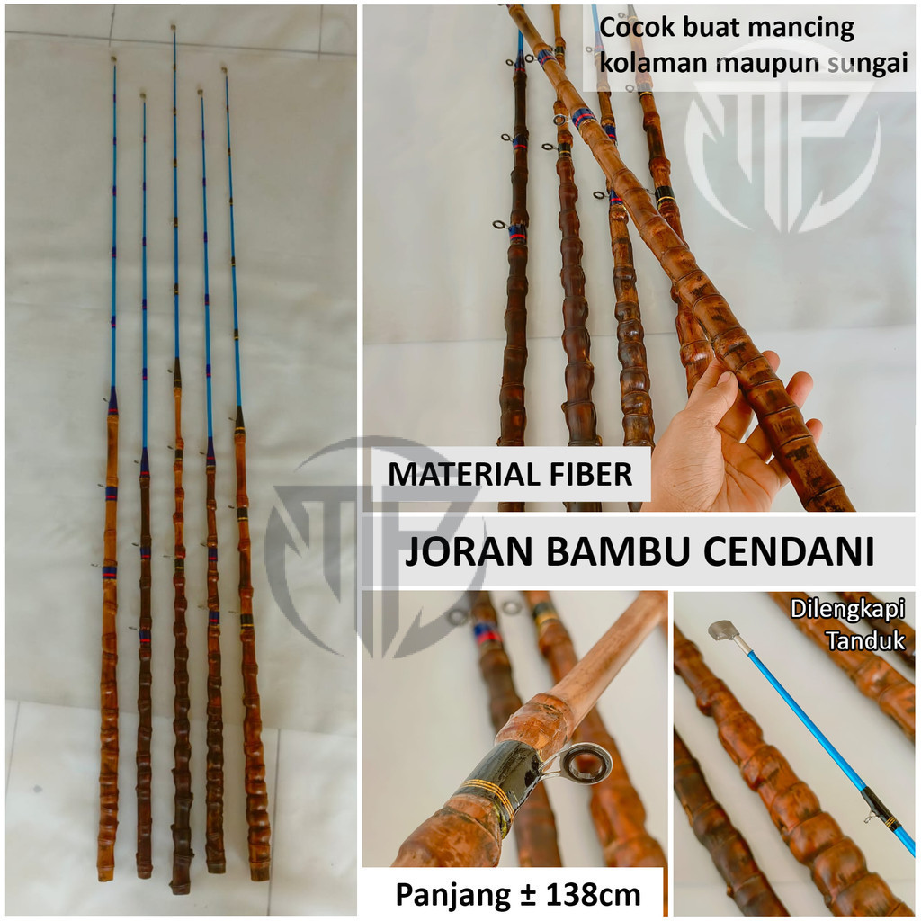 Joran Fiber Solid Gagang Bambu Cendani Kuat 138cm Gayahan Pancing Besutan Ringan Sedikit Kaku Murah