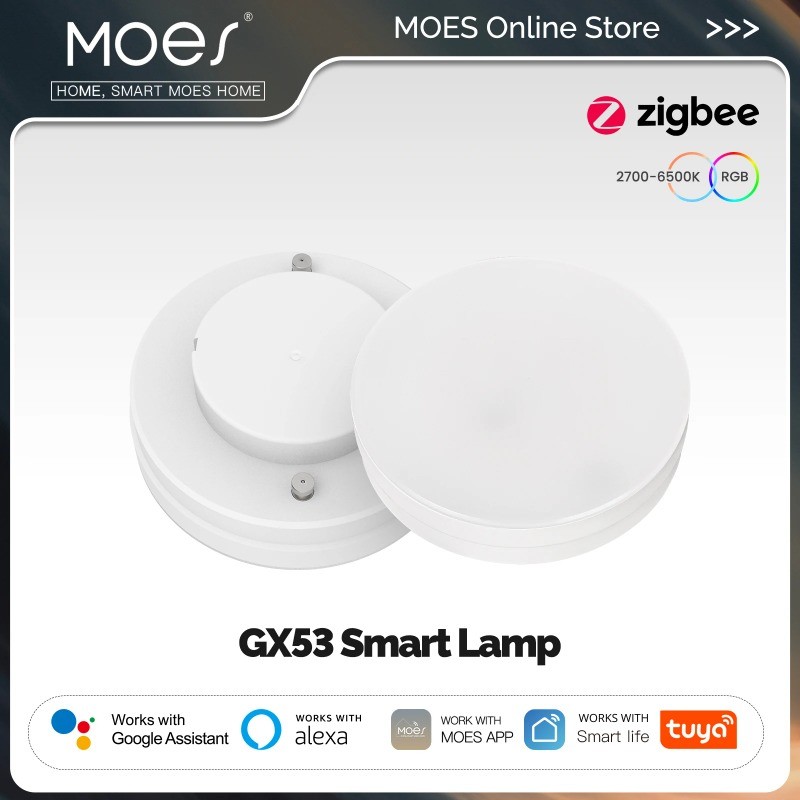 MOES Tuya ZigBee Smart LED Lamp GX53 Color anging mmabl Light Bulb Music Sync Restaurant Cabinet Wor