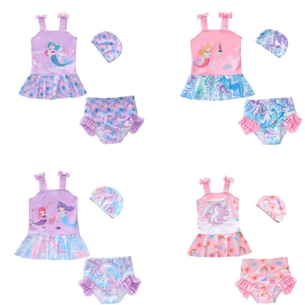 2025 new children's swimsuit women's one-piece sleeveless suspender cool swimsuit baby girls swimsui