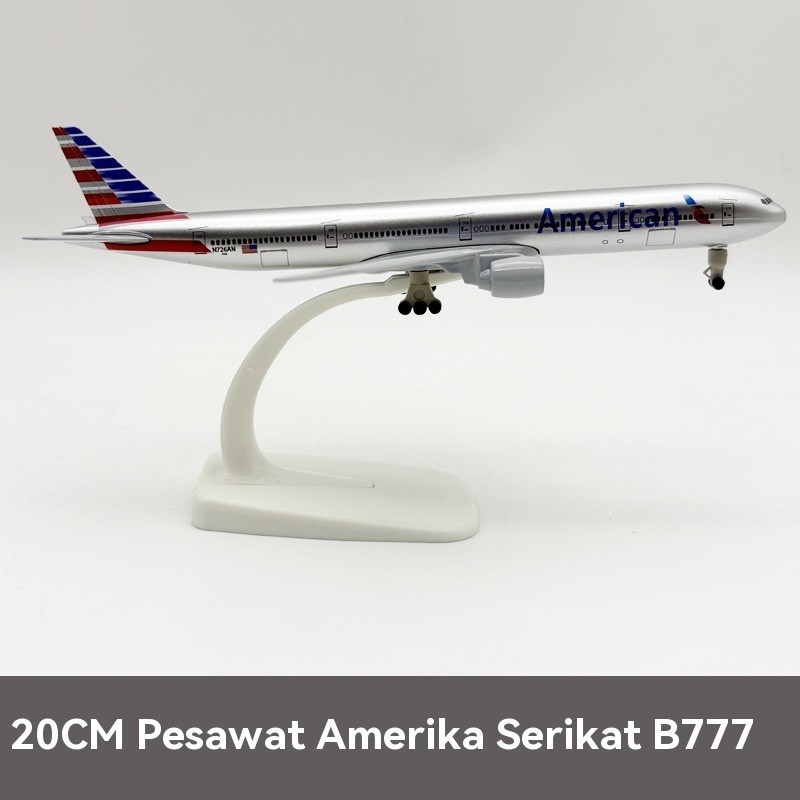 Miniatur Diecase Pesawat Garuda 20 cm Ada Roda Boing 777 1:200 Model Miniatur Diecast Model Pesawat