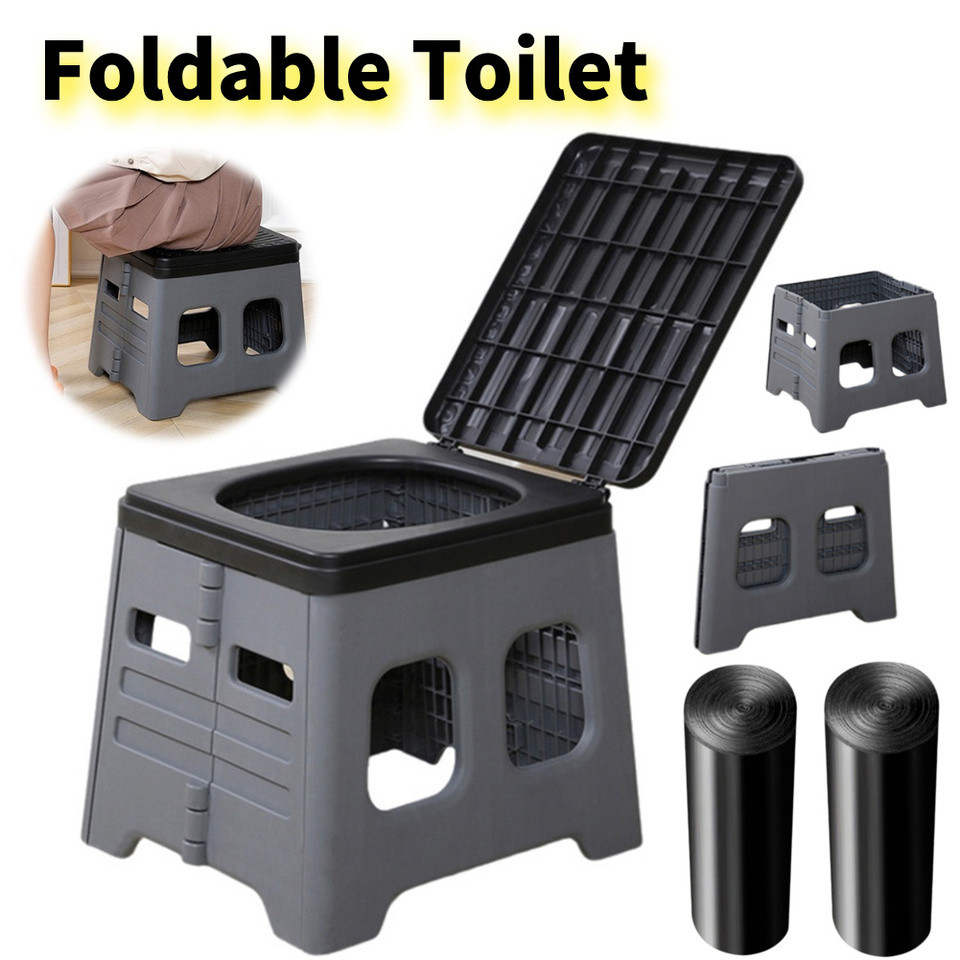 Portable Camping Toilet with Lid Portable Folng Toilet Multifunctional Travel Portable Potty for Cam