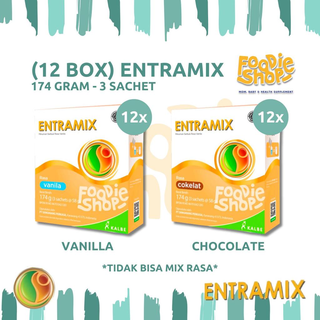( 12 BOX / 1 KARTON ) Entramix 174 gram isi 3 Sachet Coklat / Vanila - Nutrisi Seimbang Khusus Dewas
