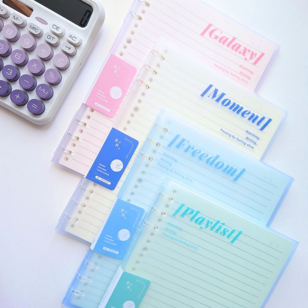 PLAYLIST Binder A5 B5 20/26 Hole Loose Leaf 50 Lembar Pastel Transparan Aesthetic