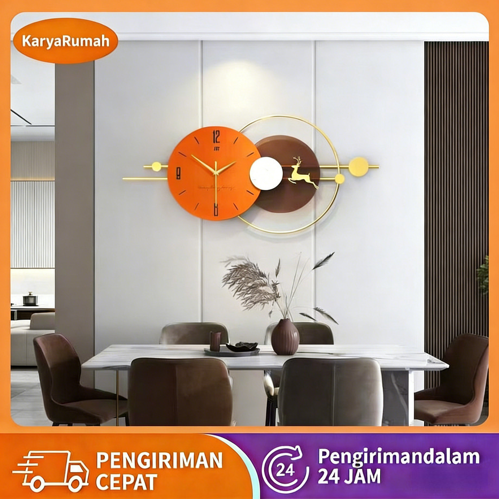 Jam Dinding Kreatif Minimalis Model Terbaru Dekorasi Ruang Tamu dan Ruang Makan Gaya Klasik Elegan