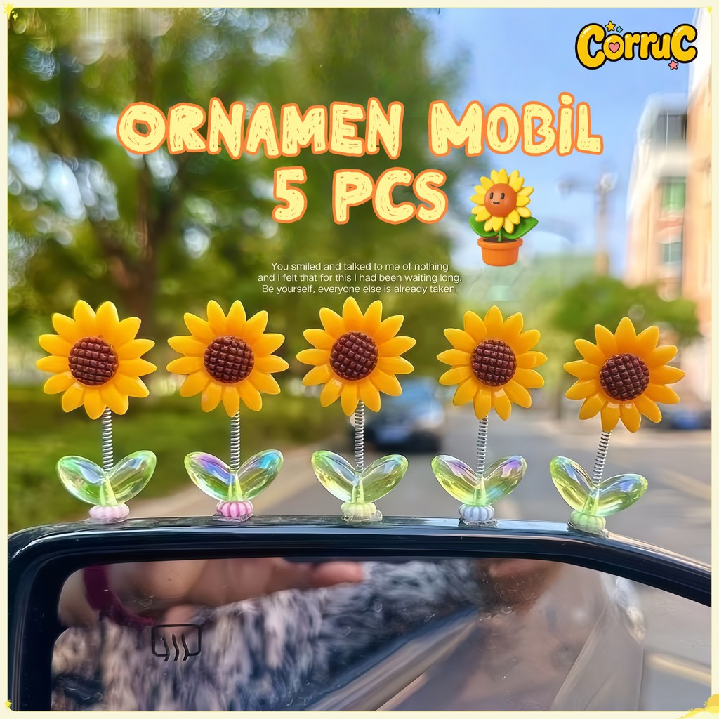 [5 pcs] Aksesoris Mobil Lucu Dan Unik 5 Warna Bunga Hiasan Mobil Bunga Goyang Hiasan Dashboard Mobil