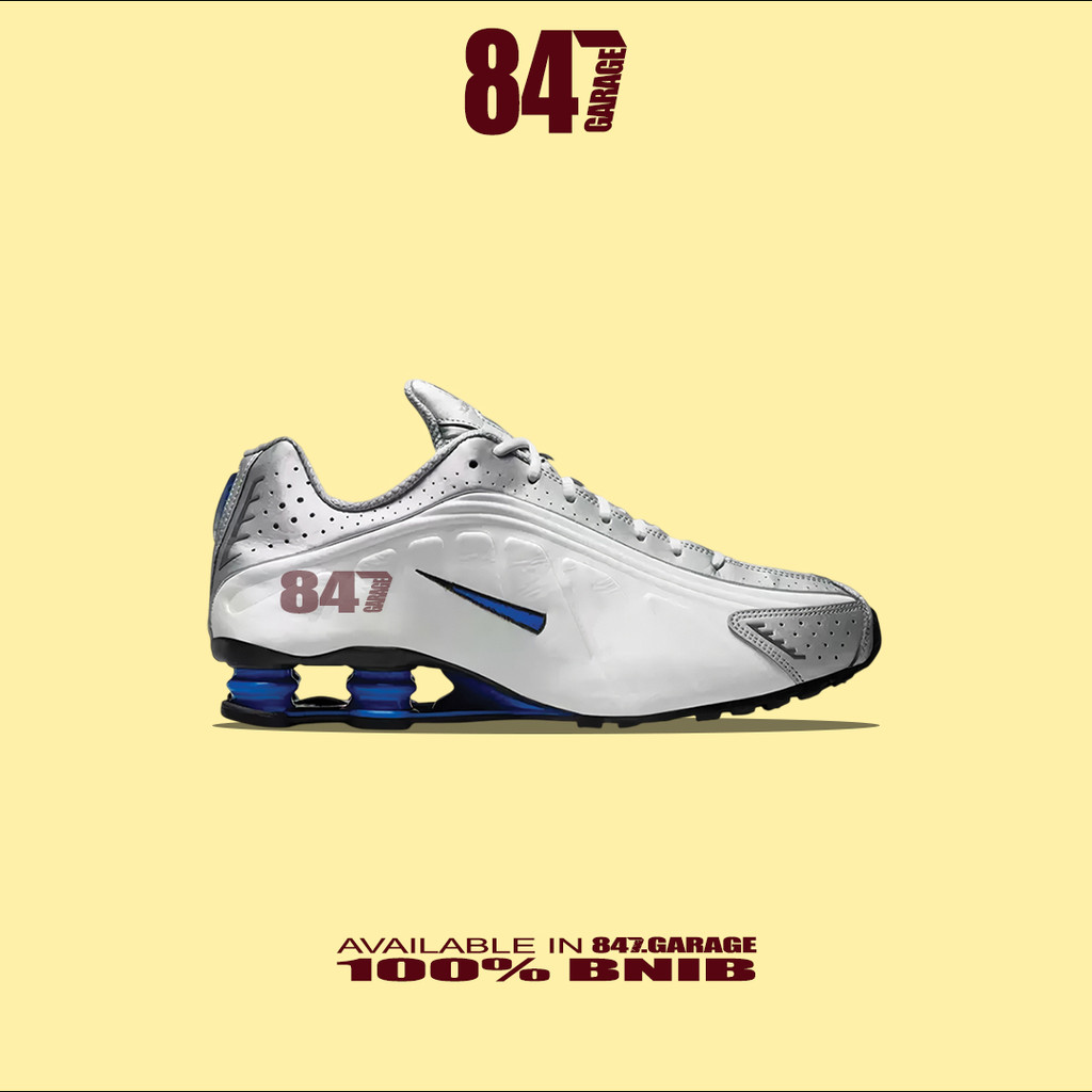 Sepatu Nike Shox R4 White Silver Blue Brand New In With Tag Box