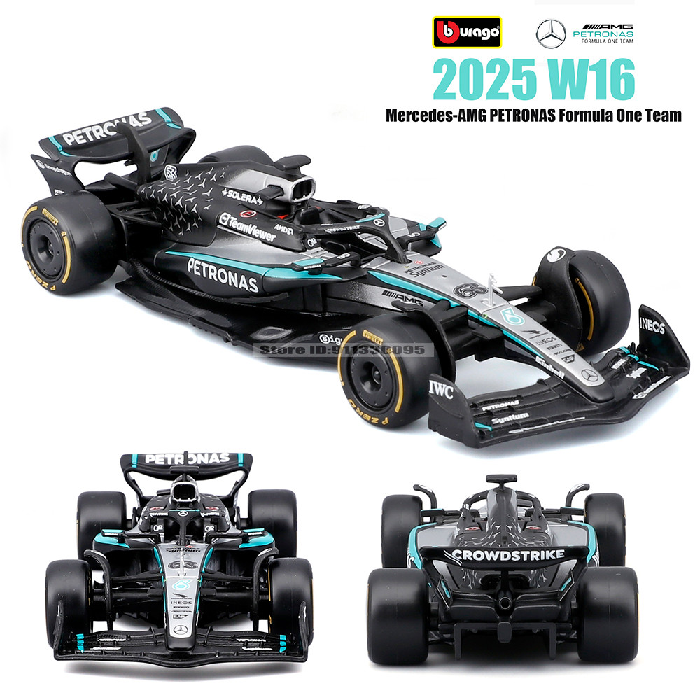 Bburago 1:43 F1 Mercedes-AMG 2025 W16 #63 George Russell #12 Kimi Antonelli legierung auto druckguss
