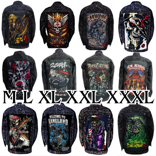 Jaket levis pria Gambar Belakang prin M L XL XXL XXXL Jumbo Denim Cowokz