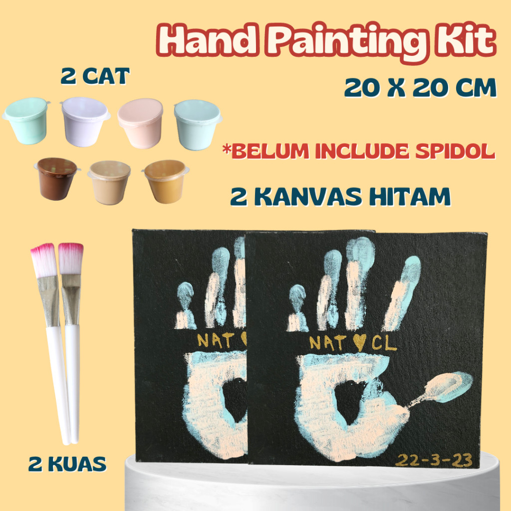 TERLARIS DIY Hand Painting Kit | Kanvas Cap Tangan Couple | Set Kanvas Couple | Hand Painting Kit | 