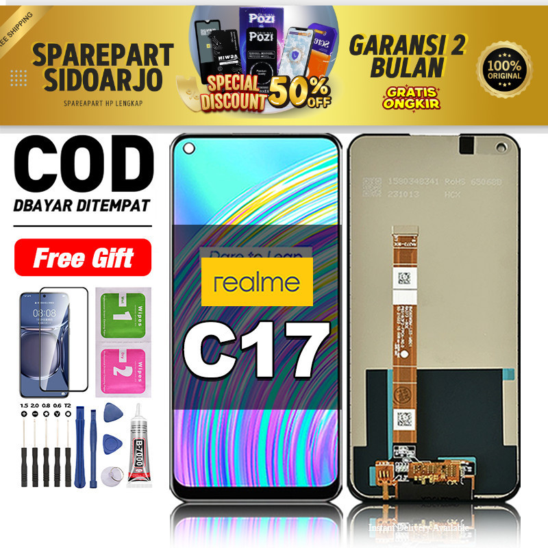 LCD Realme C17 Fullset hp layar Touchscreen untuk Glass Touch Screen Digitizer COD -original free le