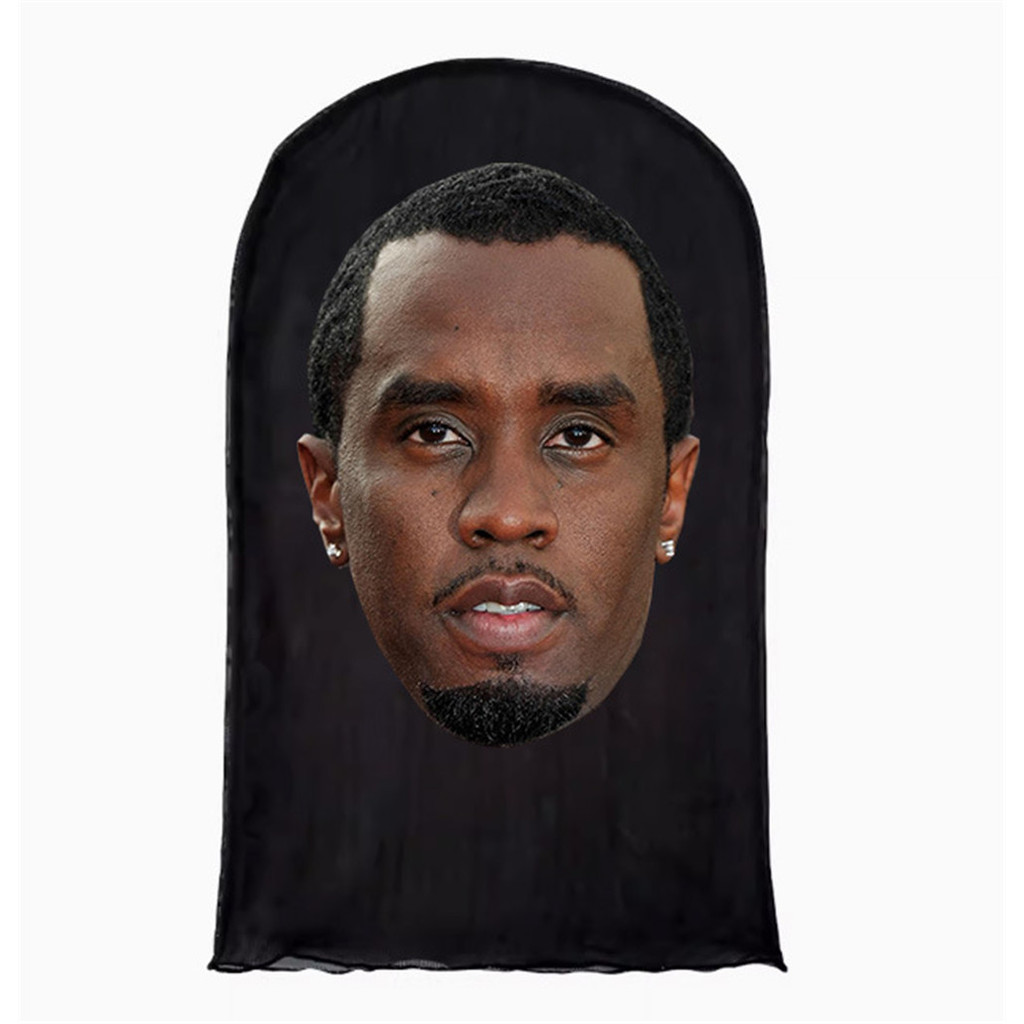 3D Printed Puff Daddy Mask Elastic Mesh Full Face Mask for Men Women Cosplay Headwear HipHop Fashion