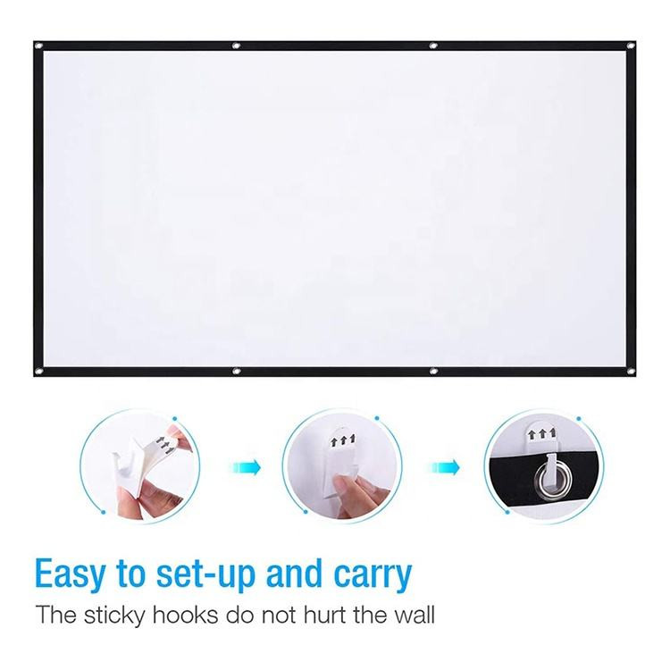 Kain Layar Proyektor Lipat 84 100 120 Inch Portable 16:9 Screen Projector Folded Screen Projector